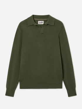 Polo de mezcla de lana merino y cachemir color verde militar Covent 