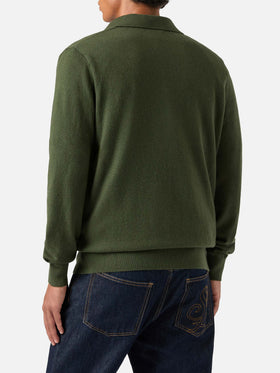 Polo Covent verde militare in misto lana merino e cashmere