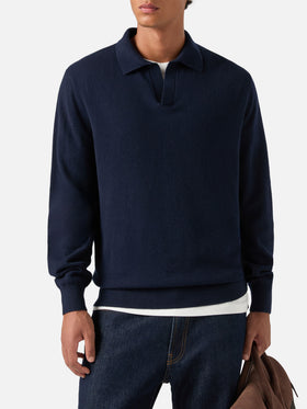 Polo aus Merinowoll- und Kaschmirmischung in Navy blue Covent 