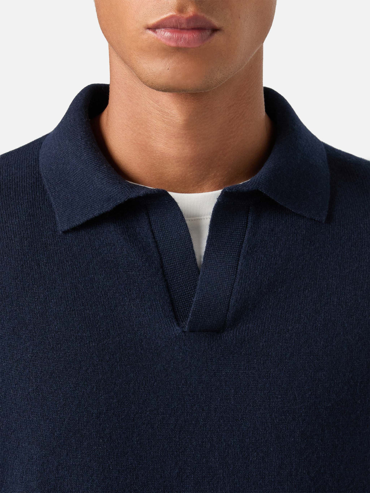 Polo aus Merinowoll- und Kaschmirmischung in Navy blue Covent 
