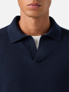 Polo aus Merinowoll- und Kaschmirmischung in Navy blue Covent 