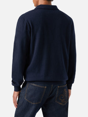 Polo aus Merinowoll- und Kaschmirmischung in Navy blue Covent 