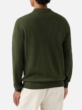 Military green wool knit polo Covent