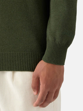 Military green wool knit polo Covent