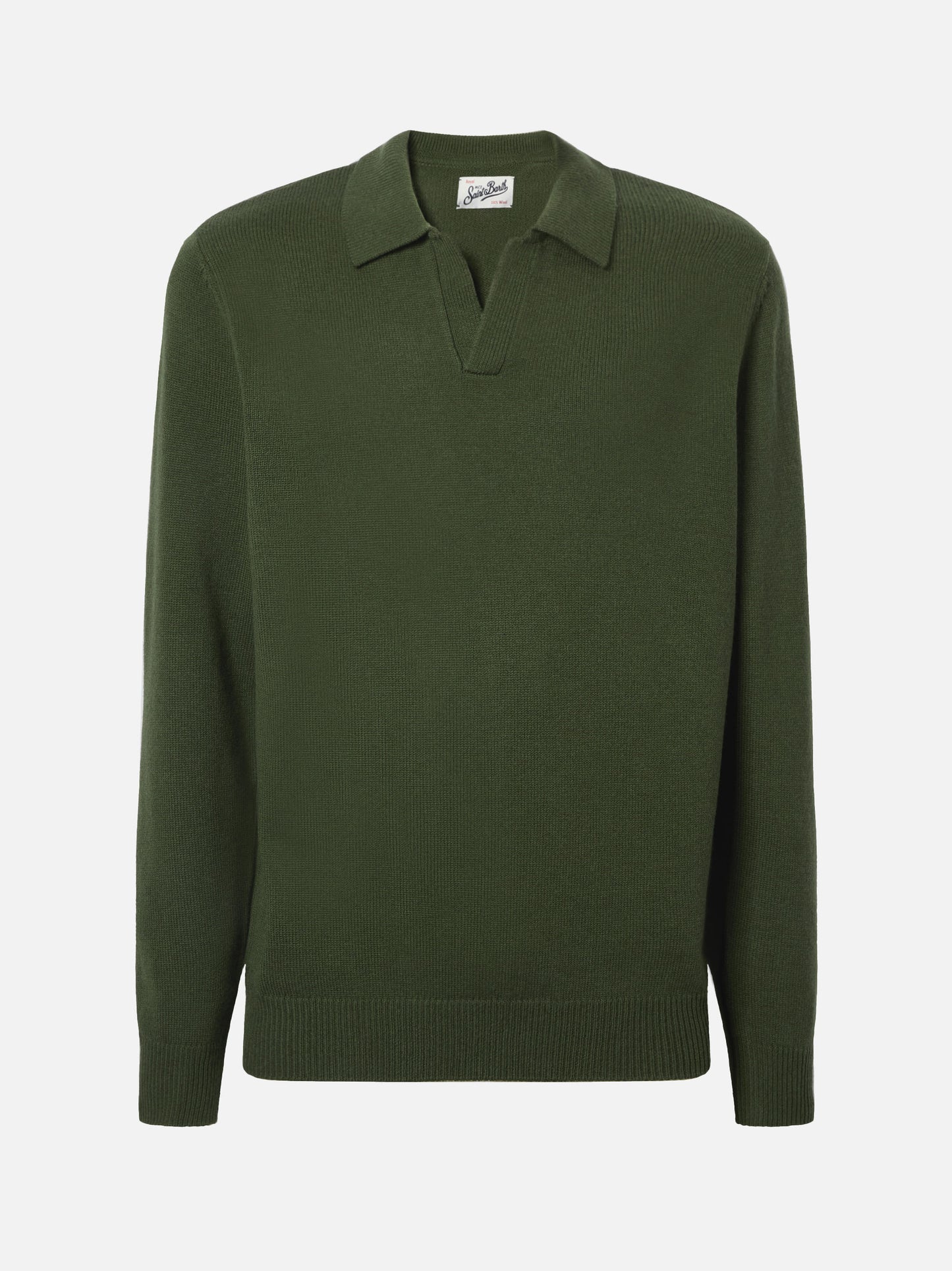 Polo in maglia Covent in lana verde militare