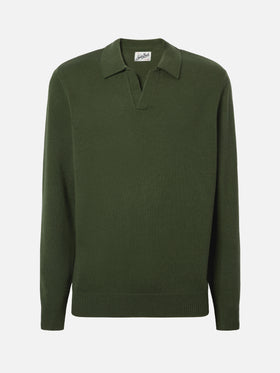 Polo in maglia Covent in lana verde militare