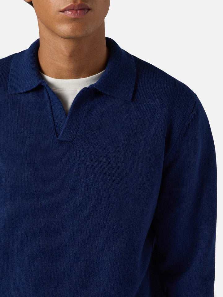 Navy blue wool knit polo Covent