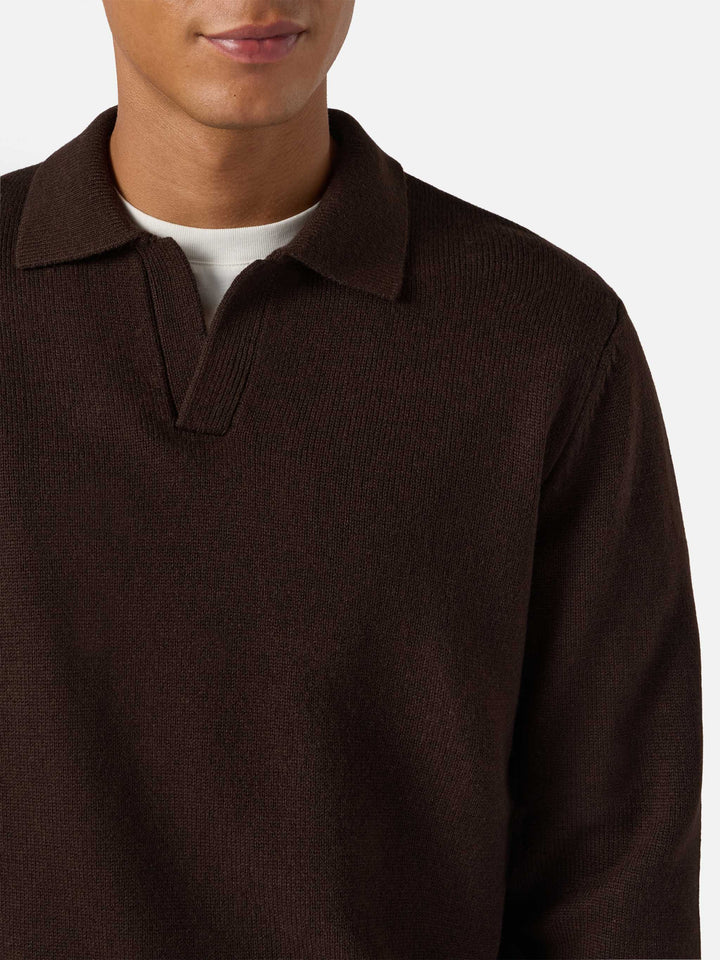 Brown wool knit polo Covent
