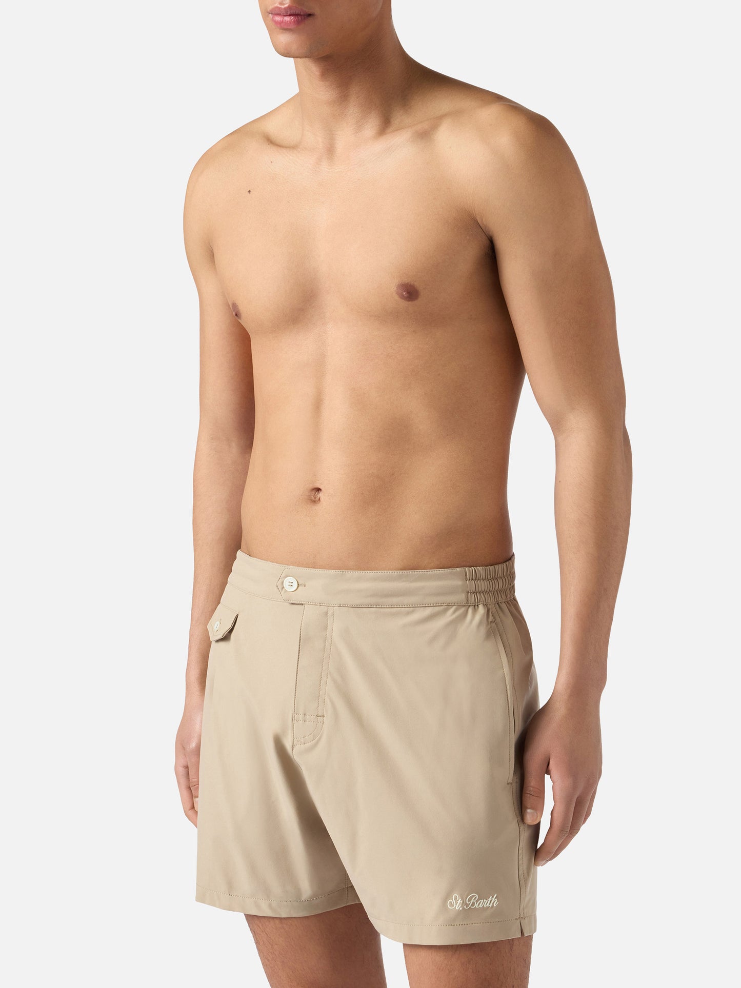 Capferrat swim shorts in beige with embroidered logo
