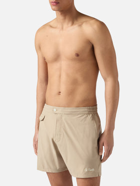 Capferrat swim shorts in beige with embroidered logo