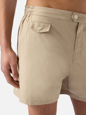 Capferrat swim shorts in beige with embroidered logo
