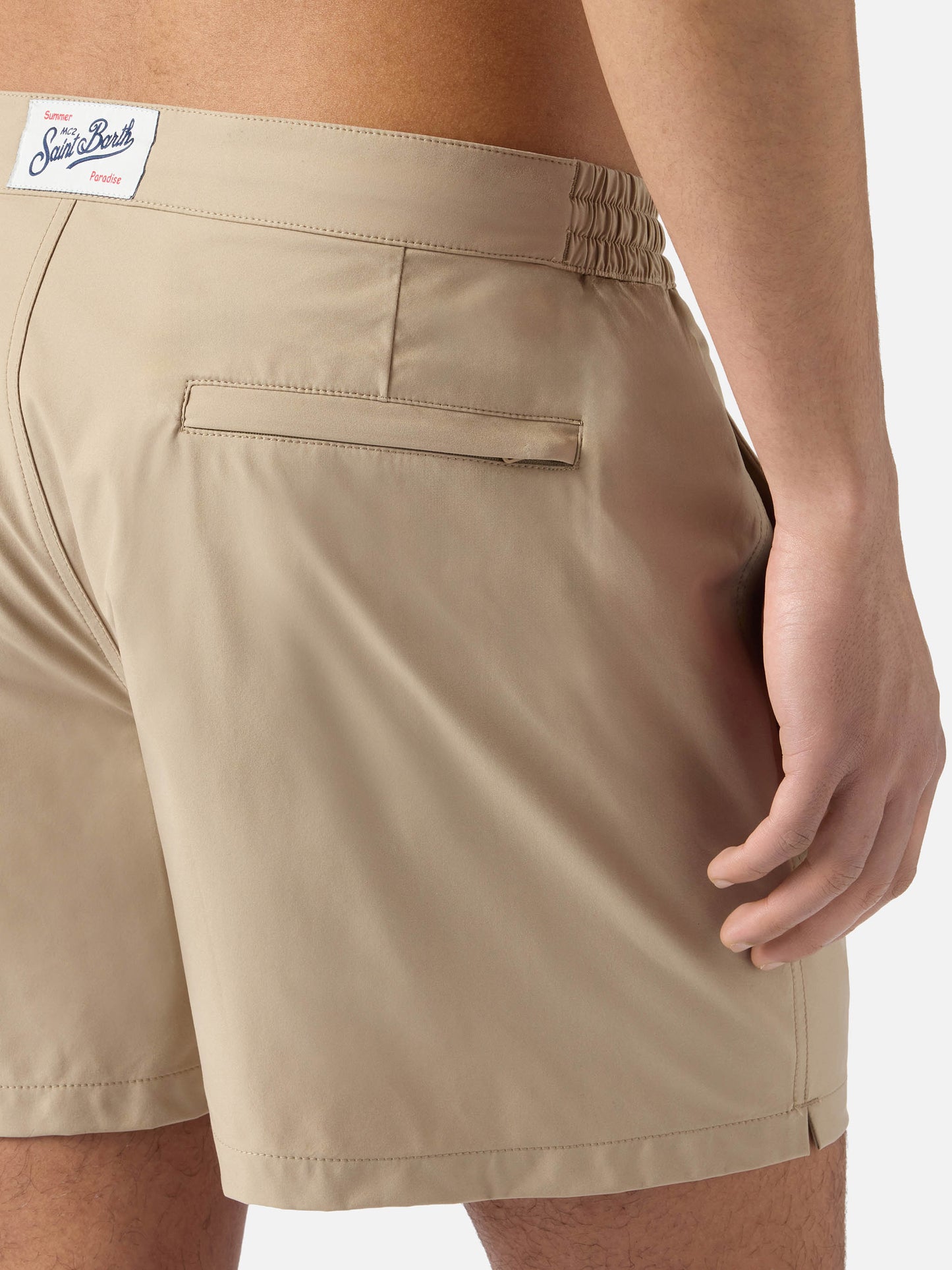 Capferrat swim shorts in beige with embroidered logo
