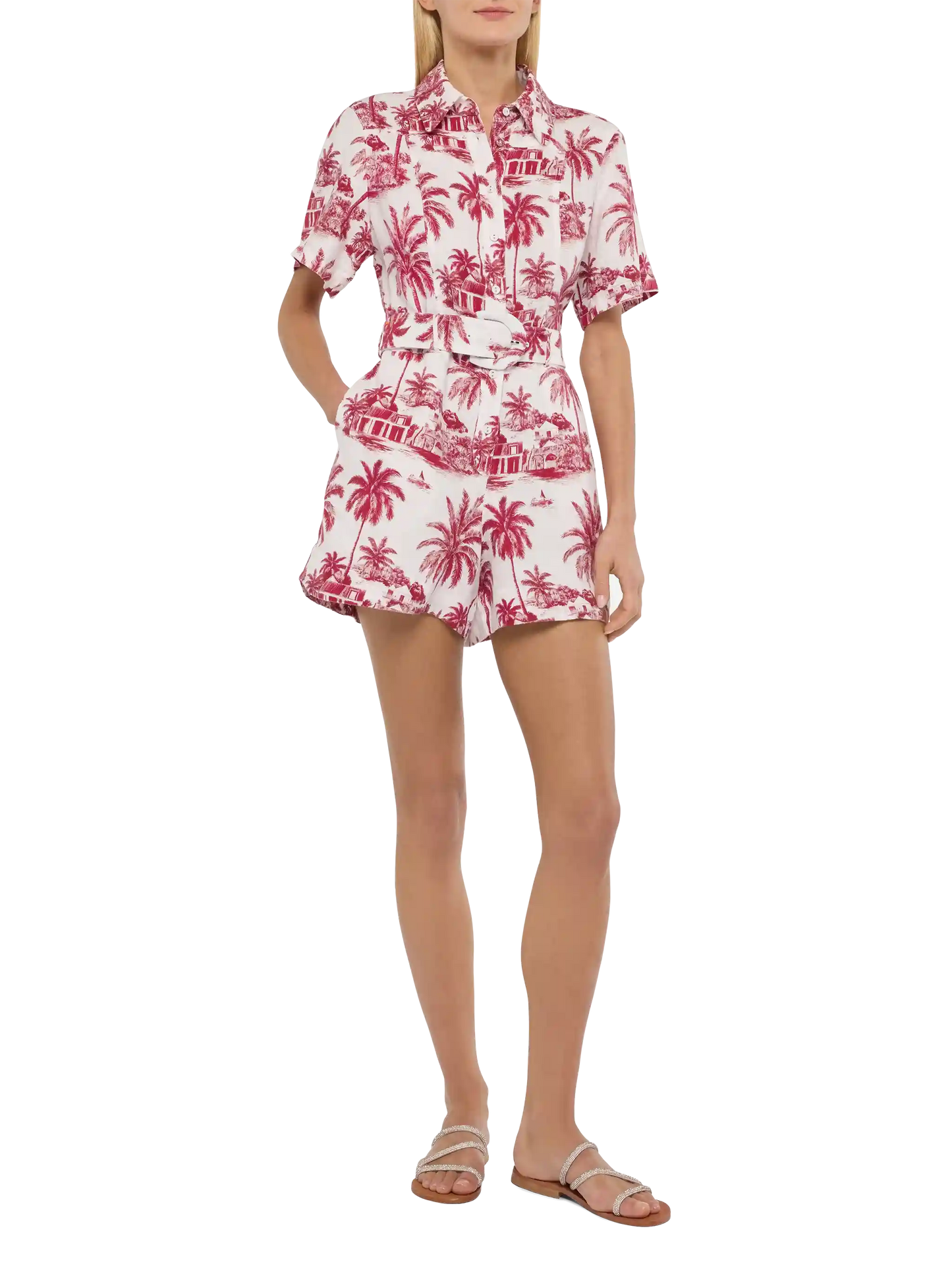 Carola Leinen-Playsuit mit Toile-de-Jouy-Print | AI BY RICKDICK SPECIAL EDITION