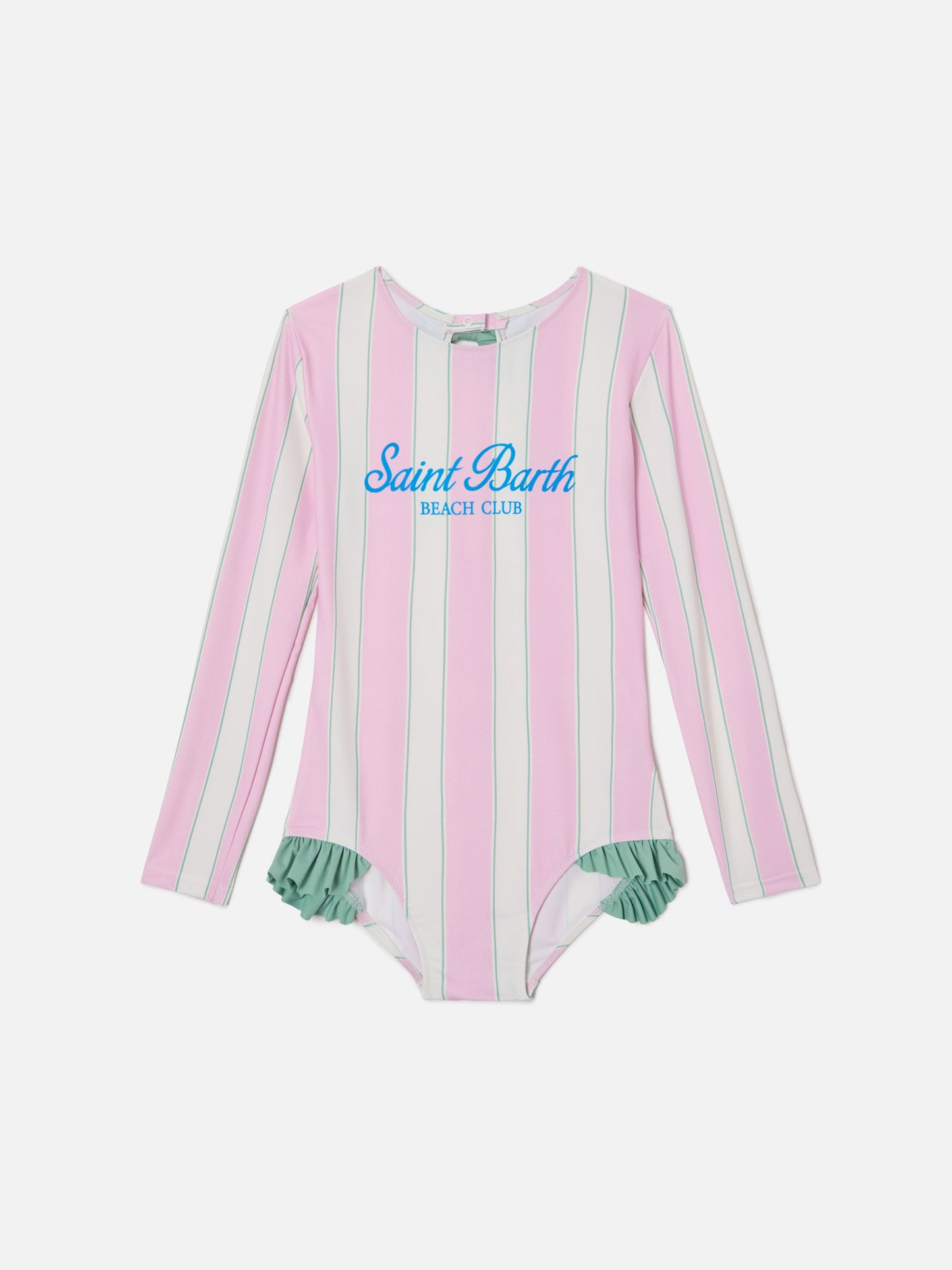 Cressy long-sleeve one-piece swimsuit with Beach Club print