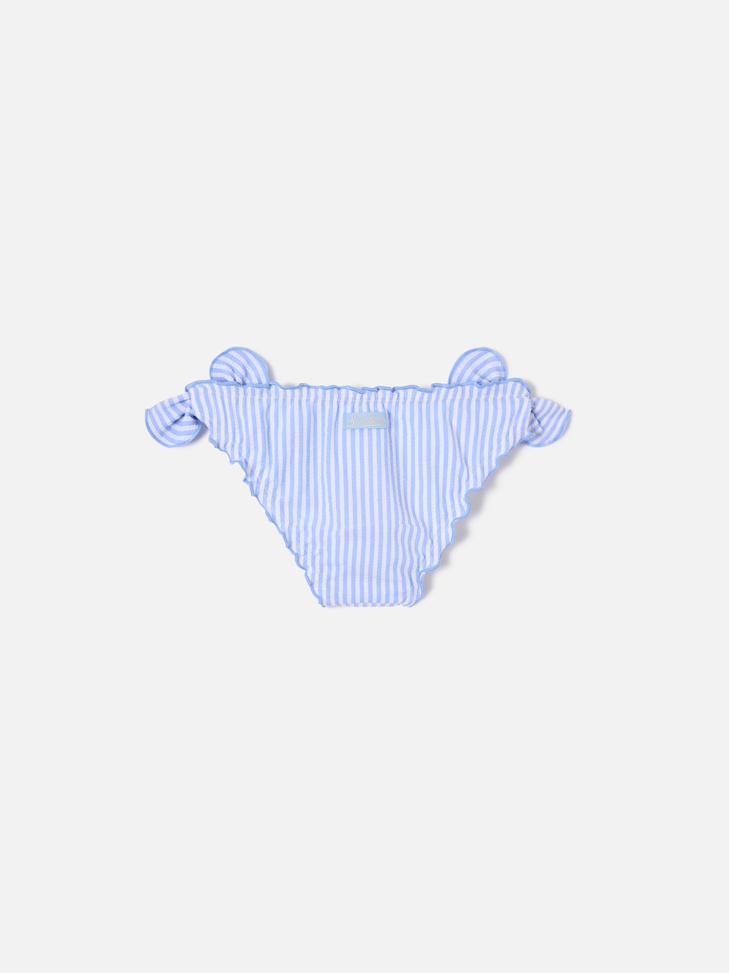 Cric slip de baño de seersucker a rayas azul claro 