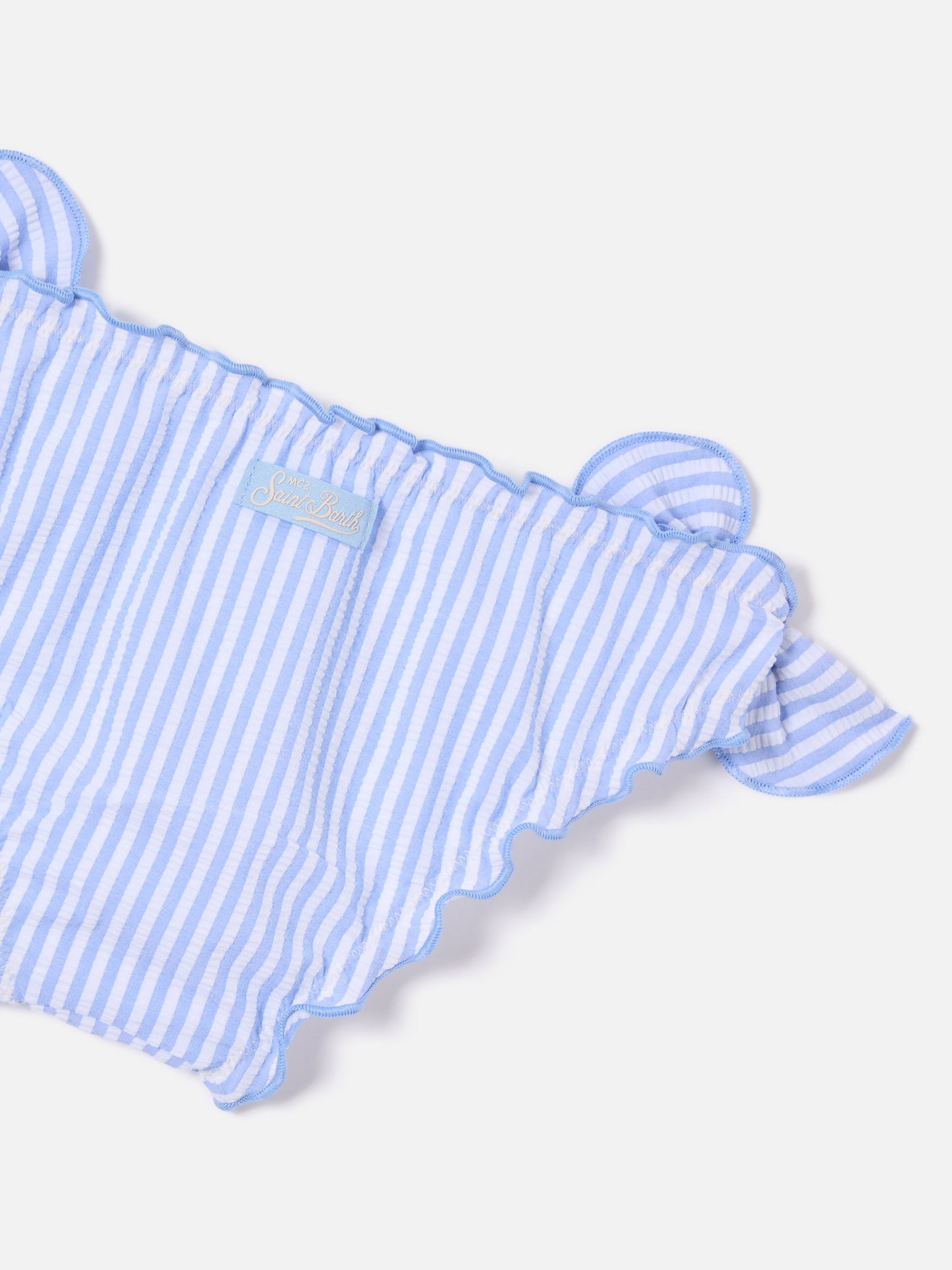 Cric slip de baño de seersucker a rayas azul claro 
