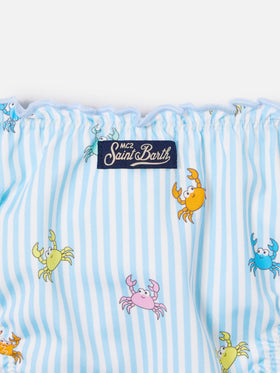Slip mare Cric a righe azzurre con stampa granchietti