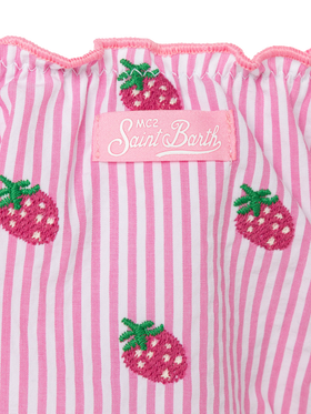 Cric klassische Seersucker-Badehose mit Streifendruck und Stickerei