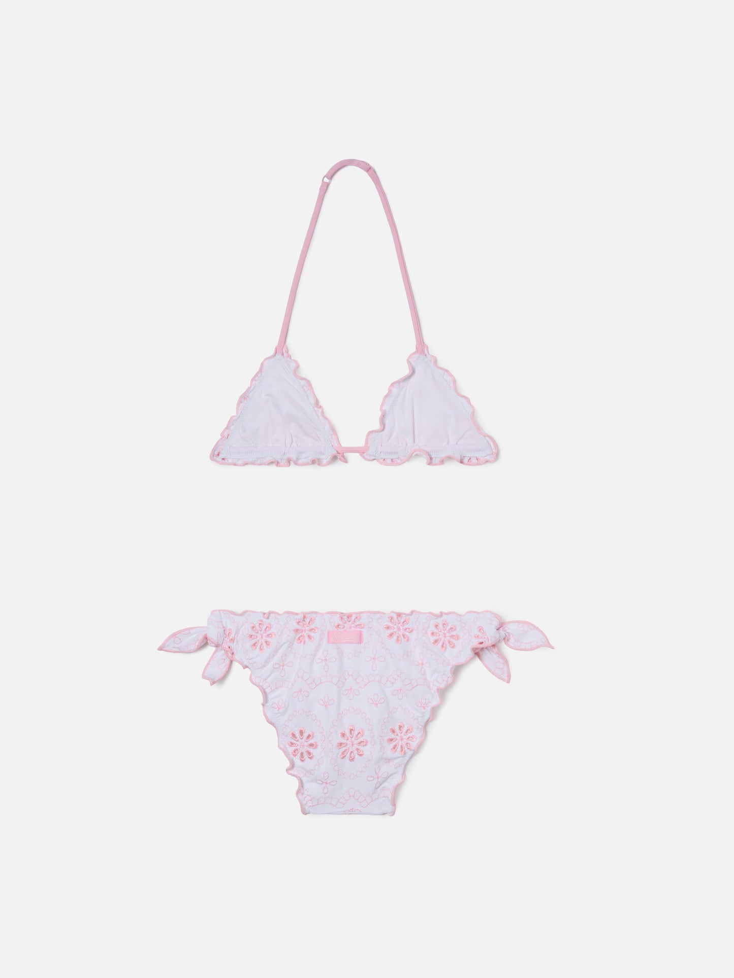 Cris sangallo bikini in white with pink embroidery