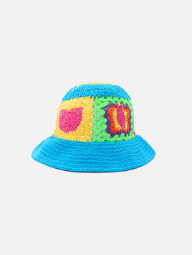 Cappello crochet Jr multicolor a piastrelle