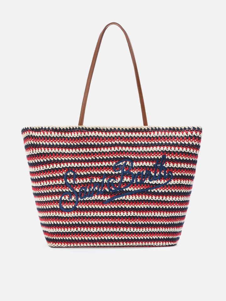 Borsa In Tela Rosa Stile Saint Barth - 50x33x21 Cm - Senza Marca