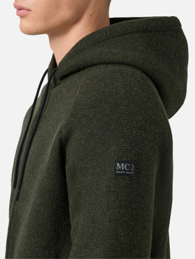 Giacca Carrell knit con zip e cappuccio verde militare