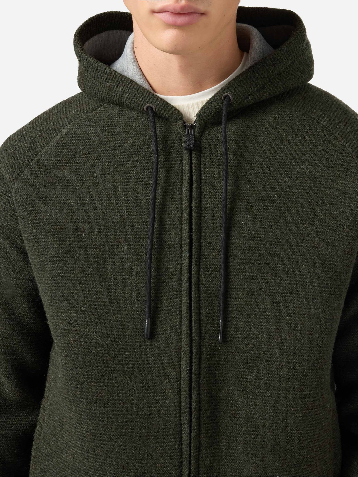 Giacca Carrell knit con zip e cappuccio verde militare