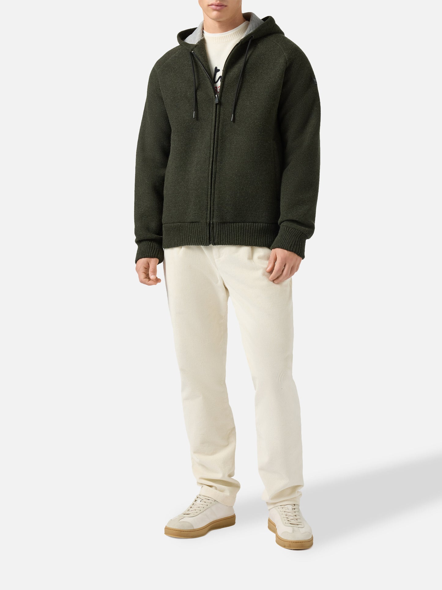 Giacca Carrell knit con zip e cappuccio verde militare