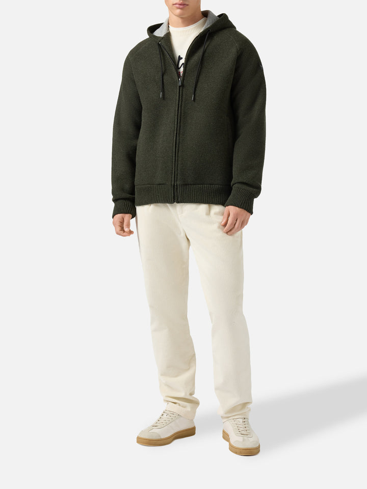 Giacca Carrell knit con zip e cappuccio verde militare