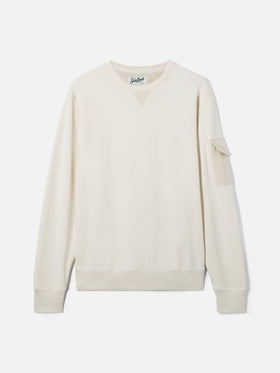 Sweat-shirt en polaire Chester Cream avec poche sur la manche 