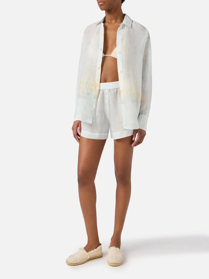 Meave ramie shorts with St. Tropez print