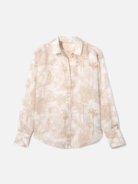 Cristal ramie shirt with beige toile de jouy print