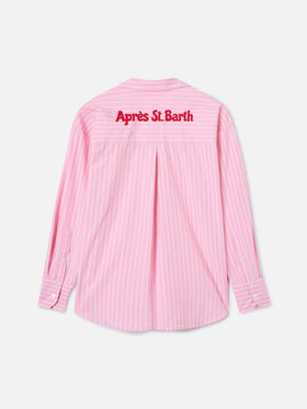 Pink striped cotton Cristal shirt with Après St. Barth embroidery