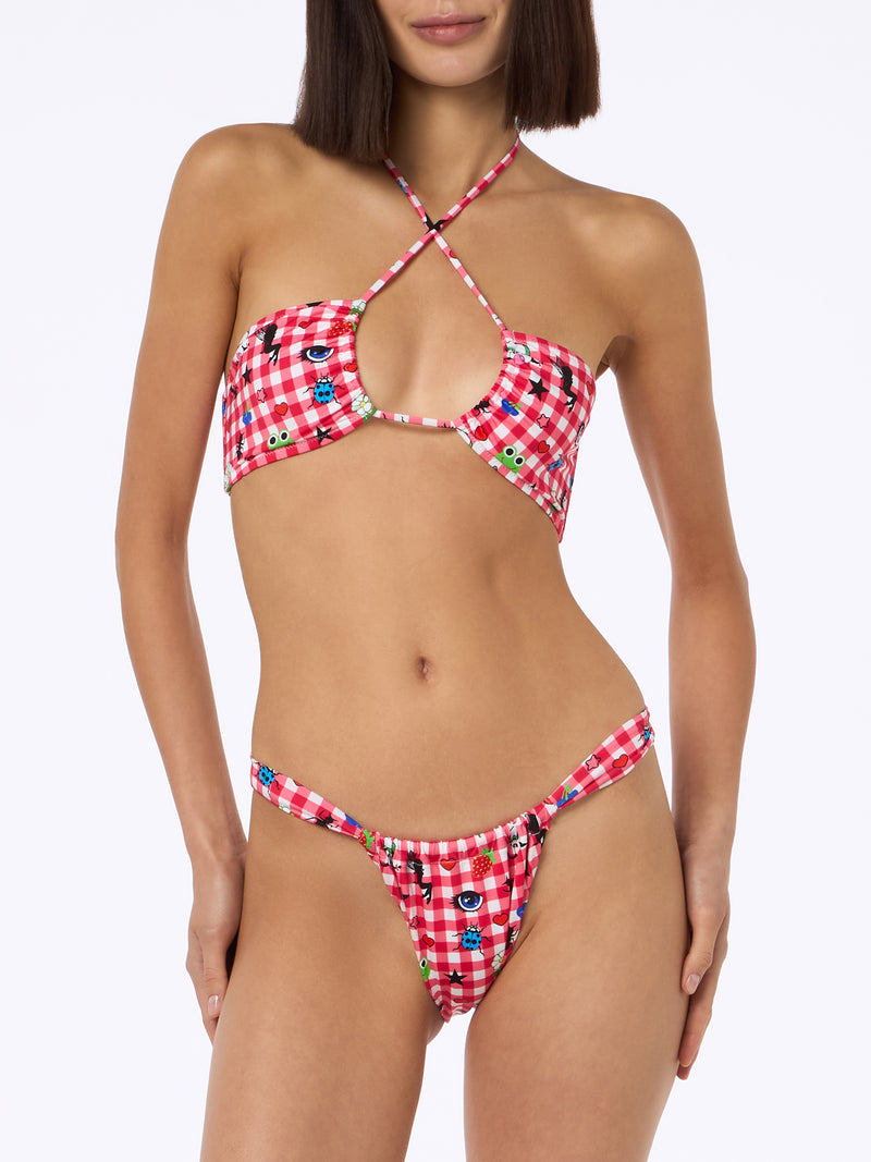 Women bandeau bikini Dahelle with gingham and fancy print | BEEPY BELLA SPECIAL EDITION