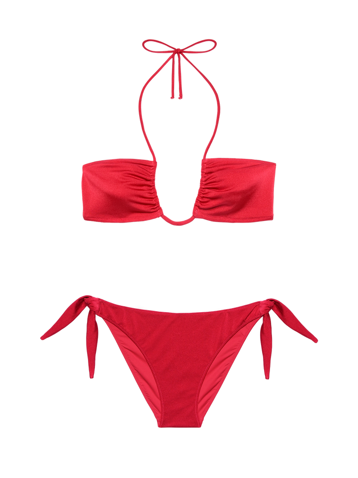 Shimmer brick red bandeau bikini Dhalia Yali