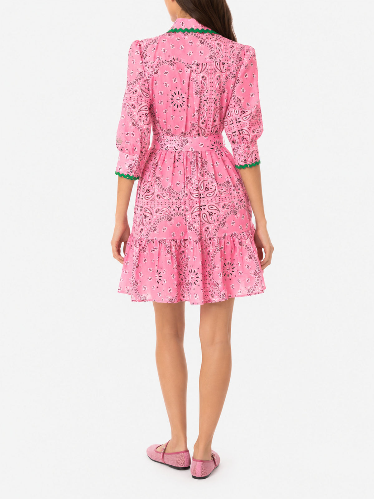 Robe courte en coton à imprimé bandana Daisi avec broderies 