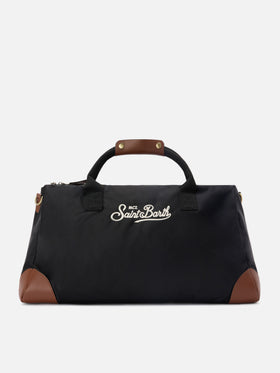 Daily black nylon weekender with embroidered logo