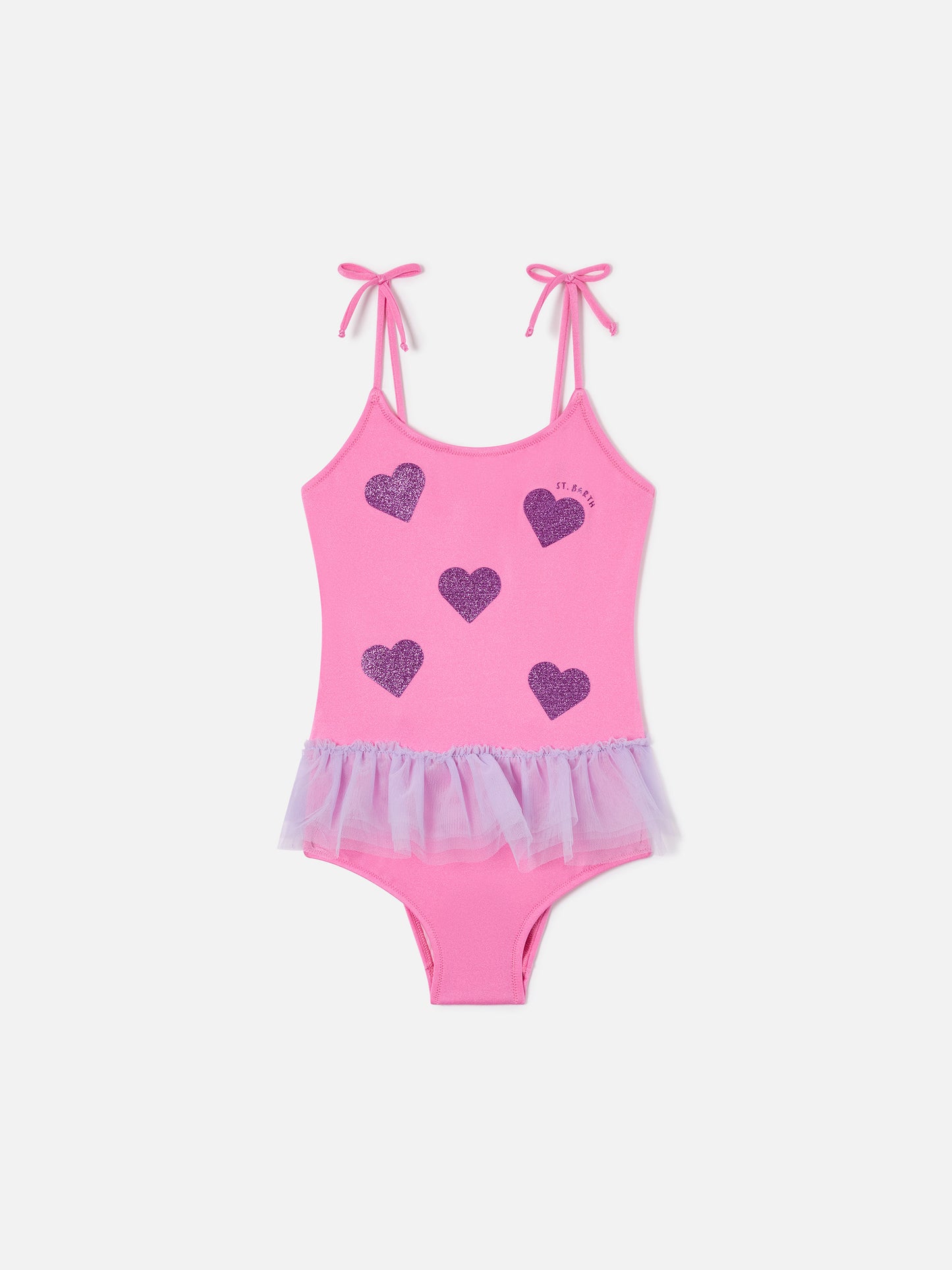 Maillot de bain une-pièce Dancer avec volant en tulle et cœurs pailletés 