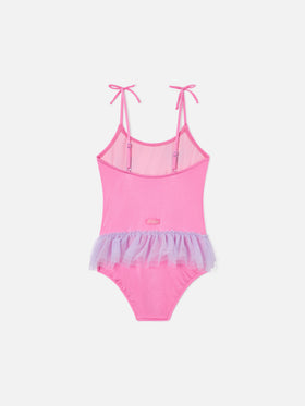 Maillot de bain une-pièce Dancer avec volant en tulle et cœurs pailletés 