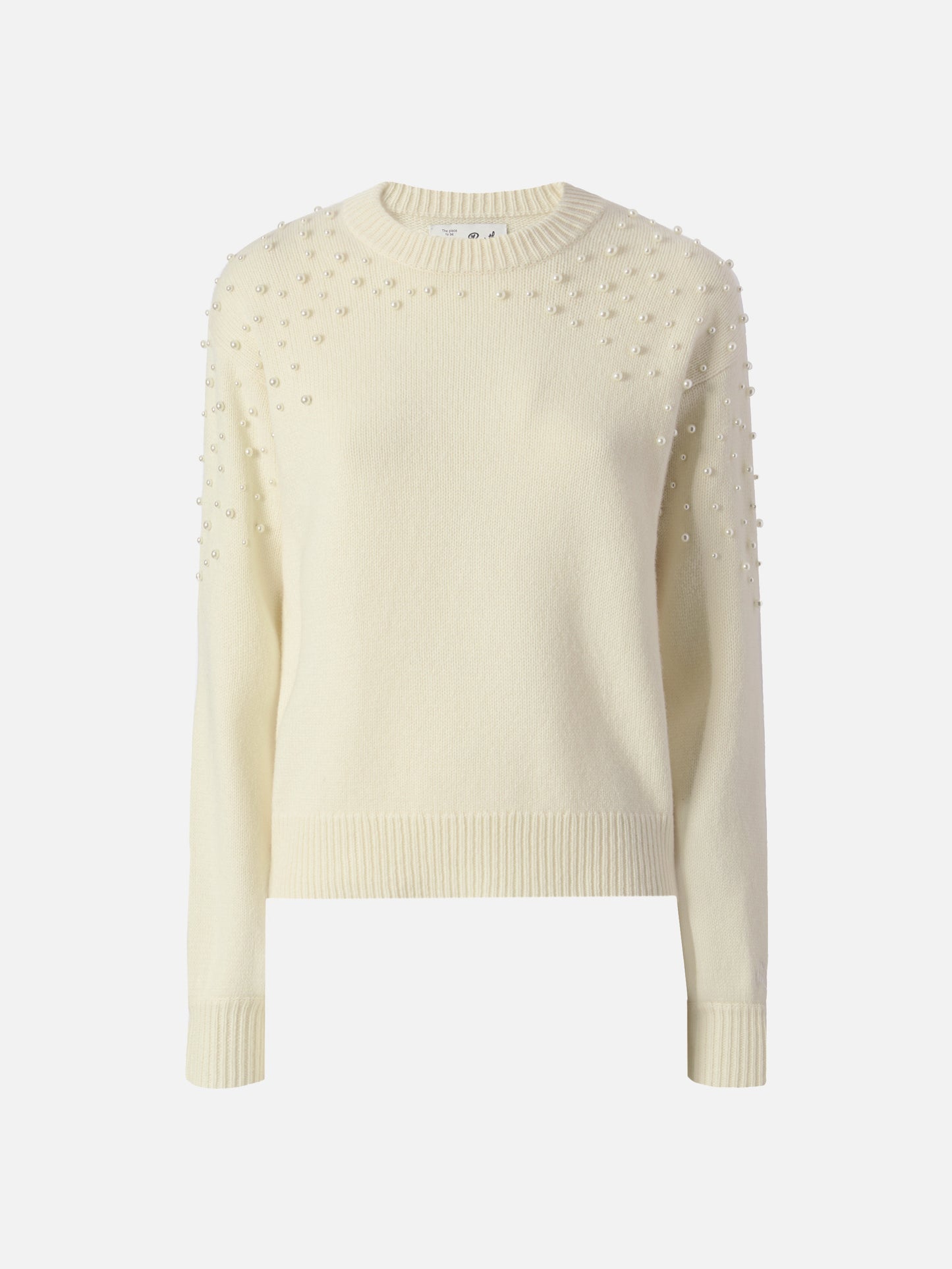 Danya sweater in wool blend with pearl appliqués