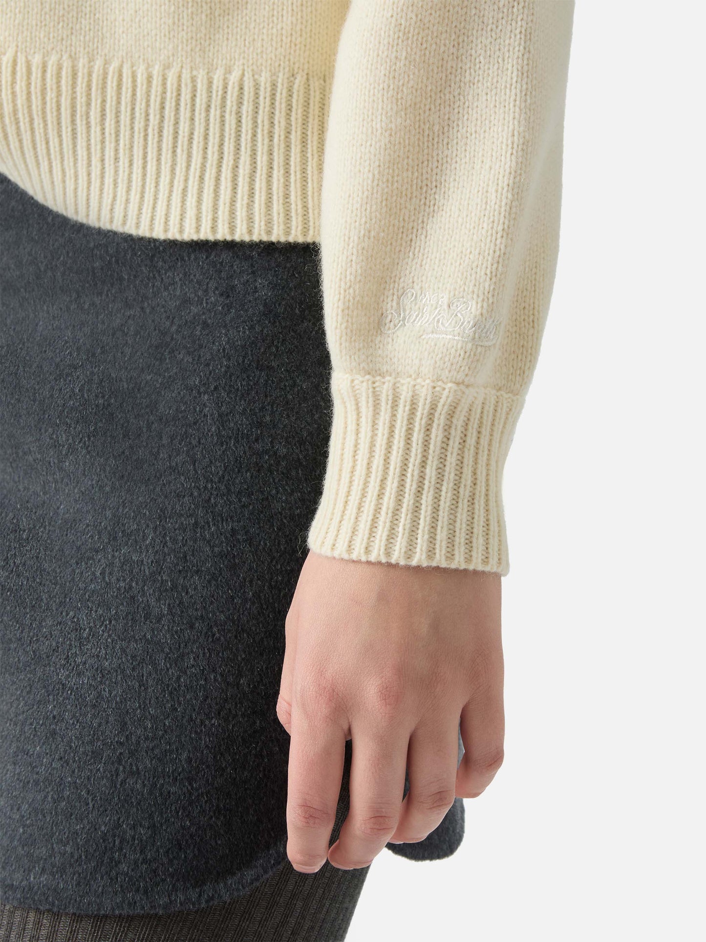 Danya sweater in wool blend with pearl appliqués