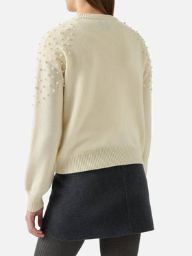 Danya sweater in wool blend with pearl appliqués