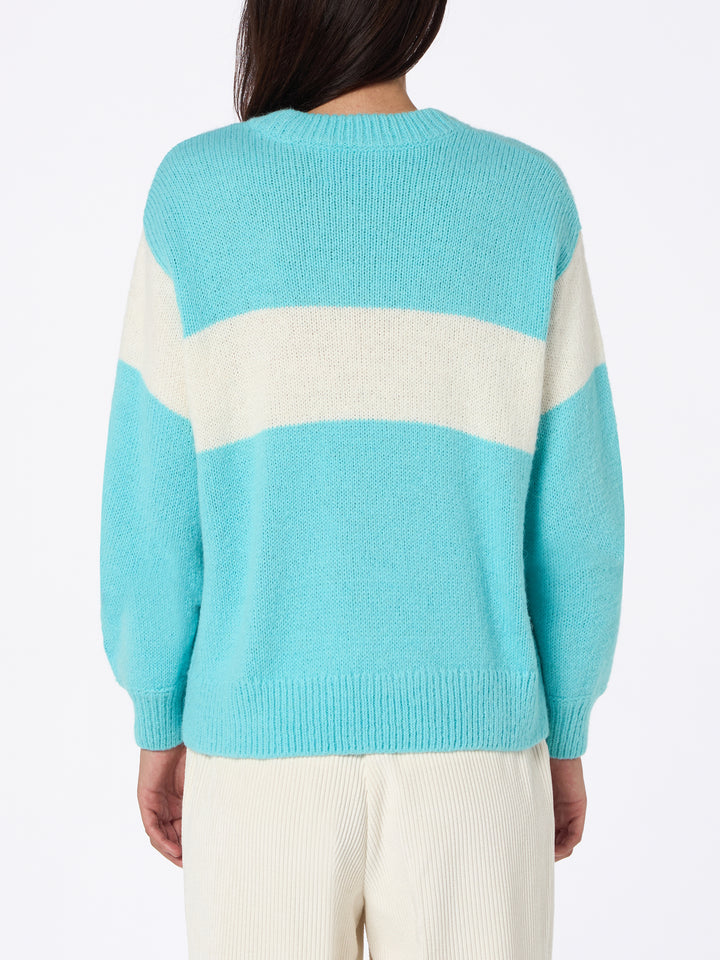 Maglione da donna azzurro Danya con stampa Apres Ski