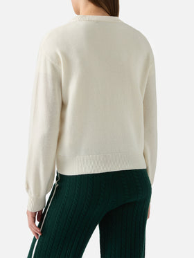 Girocollo Danya bianco con patch Cortina Habitué