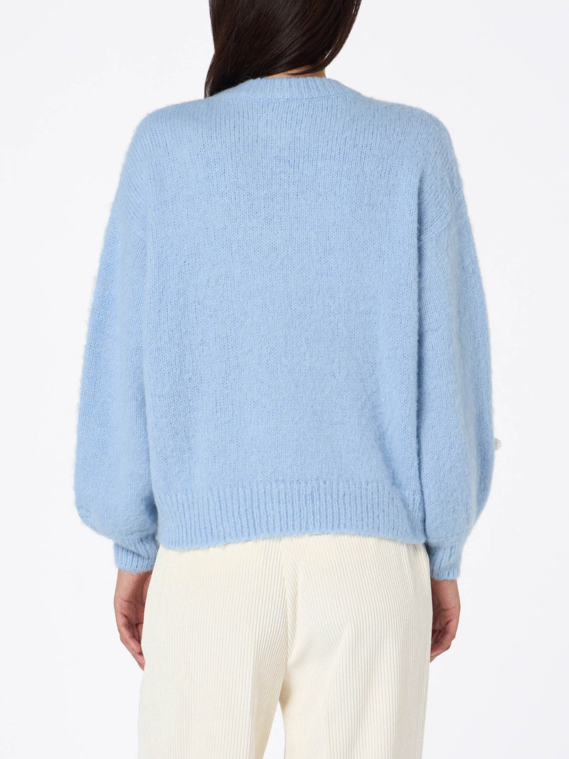 Brushed knit sweater with clouds details