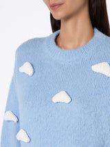 Brushed knit sweater with clouds details