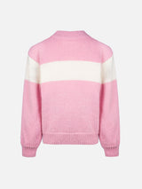 Girl pink crewneck sweater Danya with Courma lurex logo