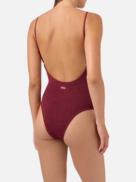 Maillot de bain une pièce Dara en tissu crinkle bordeaux 