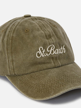 Cappellino Davis con visiera in cotone tortora con logo ricamato