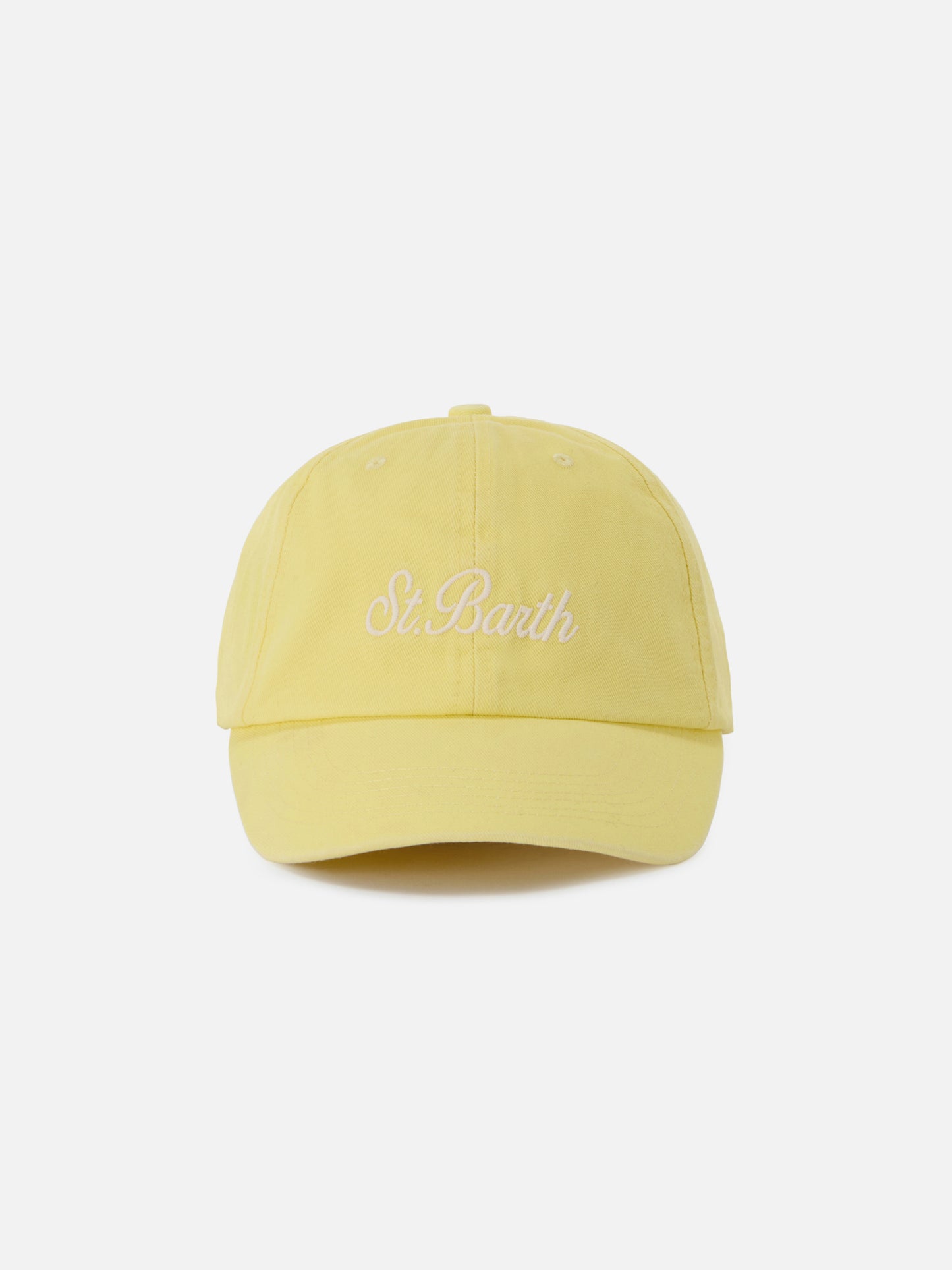 Davis light yellow cotton baseball cap with embroidered logo